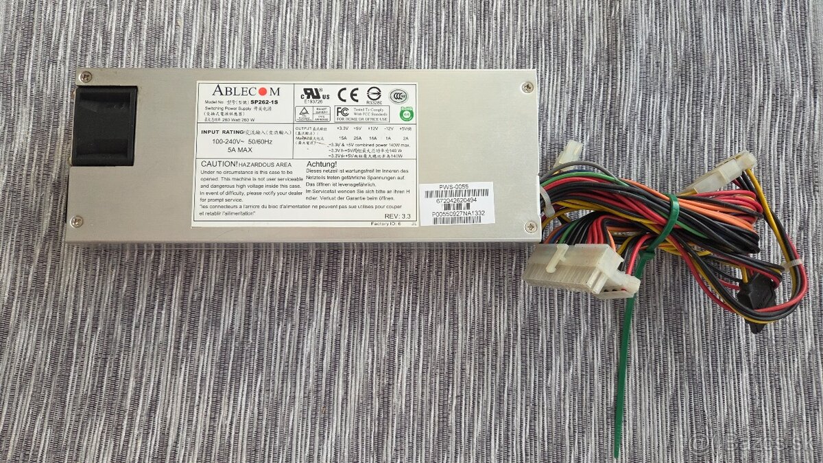 zdroj Ablecom 1U SP262-1S 260W - 2