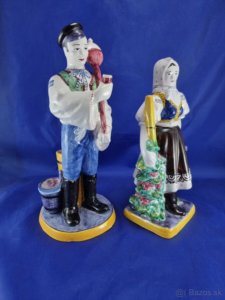 Staré fajansové sochy - MODRA - 31 a 27 cm - 2