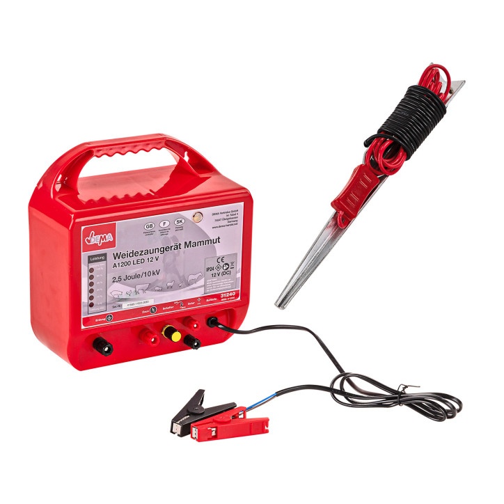 DEMA Elektrický ohradník 12 V 2,5 J do 10000 V Mammut A1200 - 2