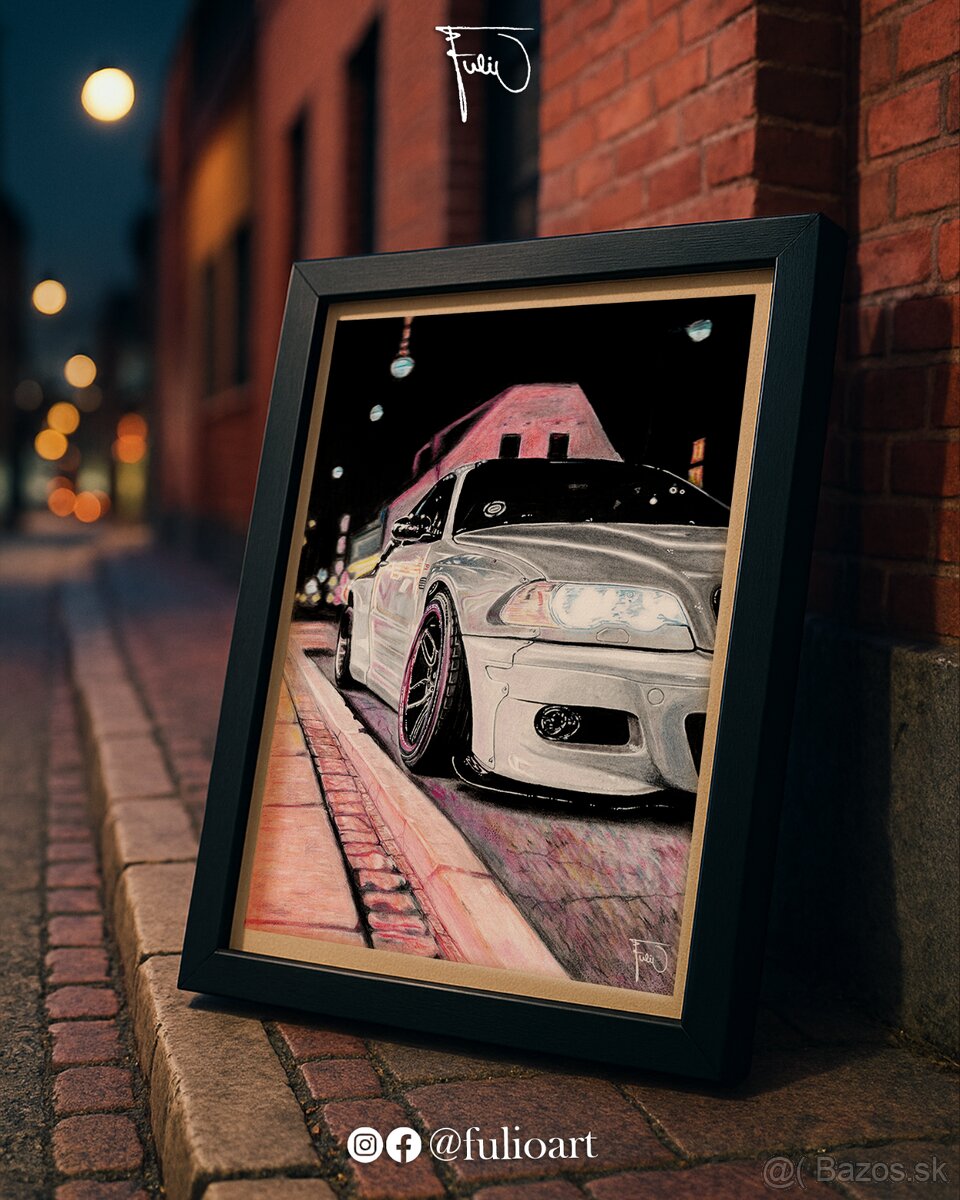 „BMW M3 E46“ - Realistická kresba - 2