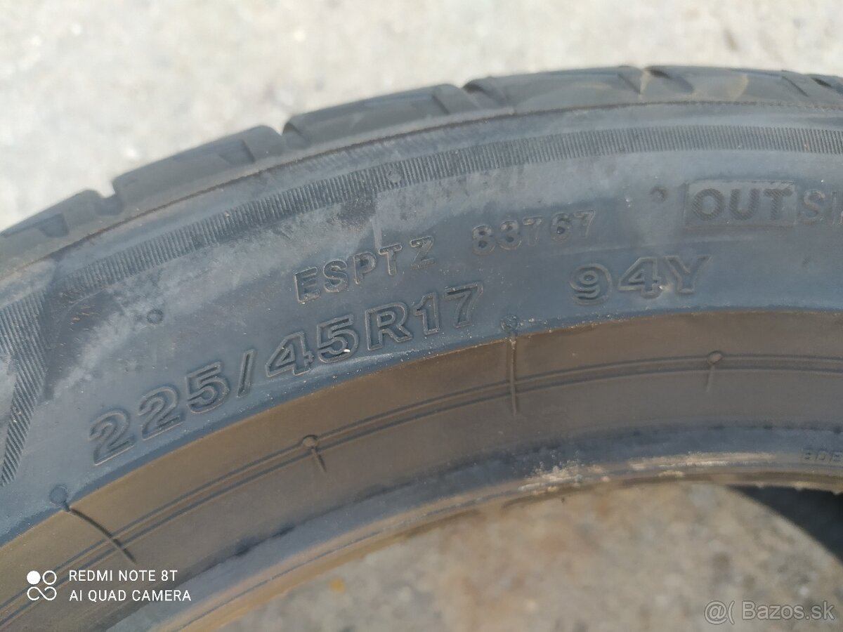 Predám nové pneu Bridgestone potenza sport 225/45/17 - 2