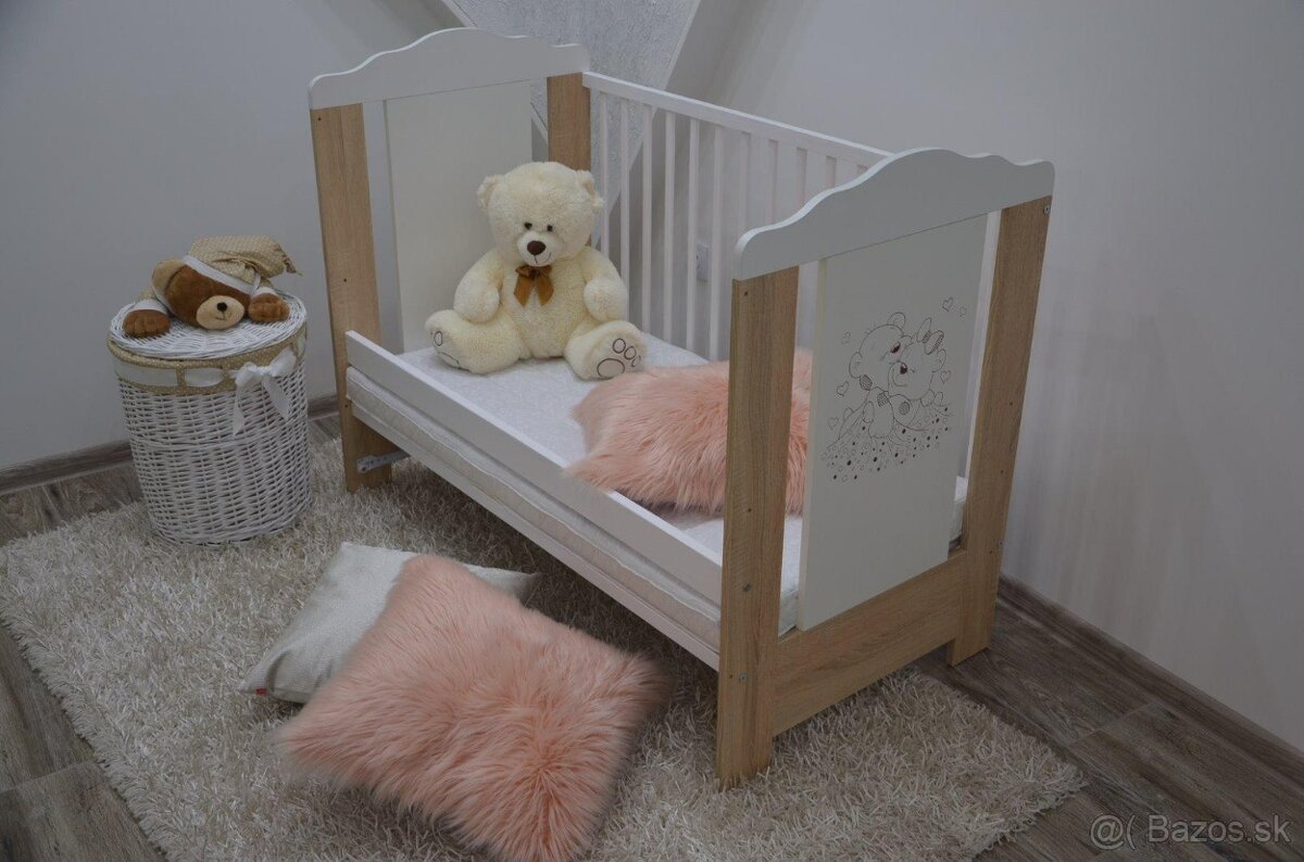 Detská postielka Žirafka s bariérkou 2v1 - 2