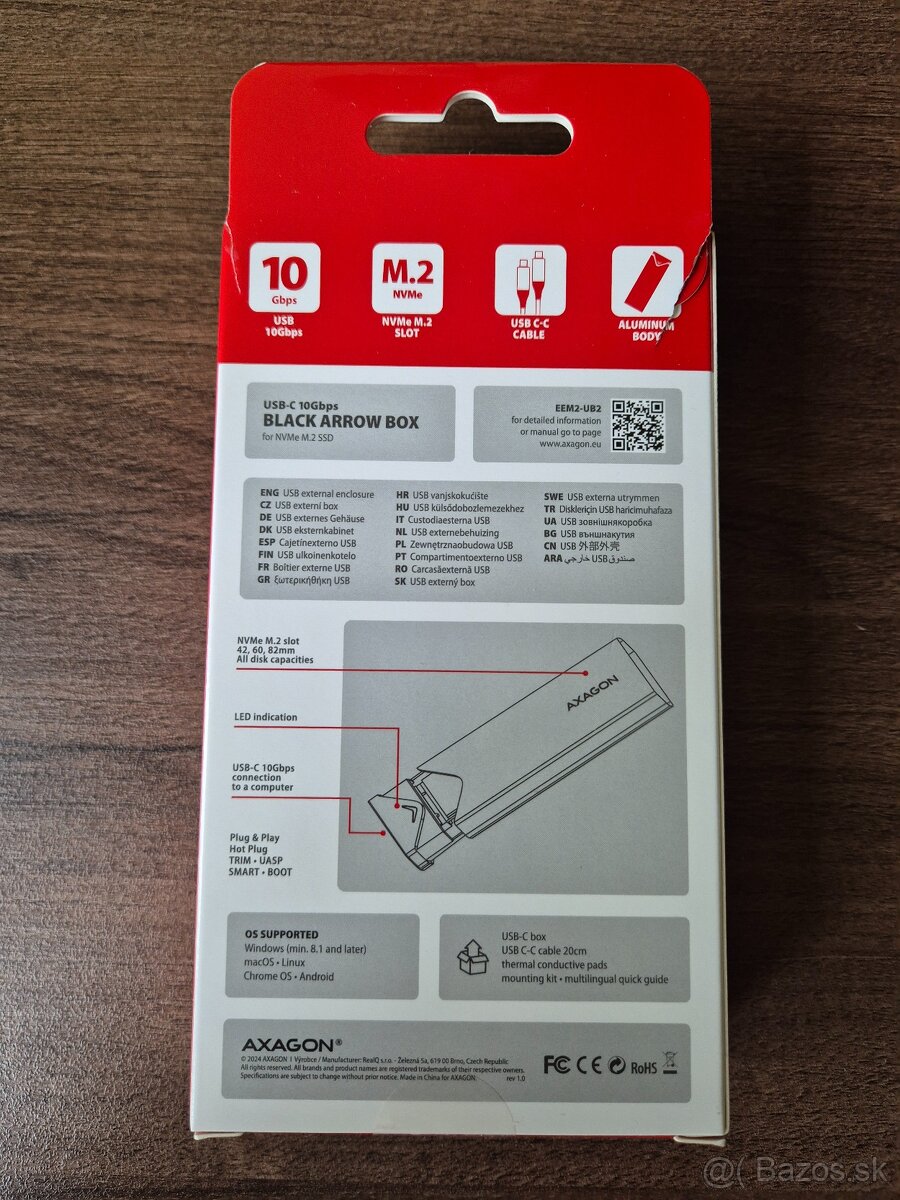 Externý box - AXAGON M.2 NVMe SSD, USB-C 10 Gbps - 2