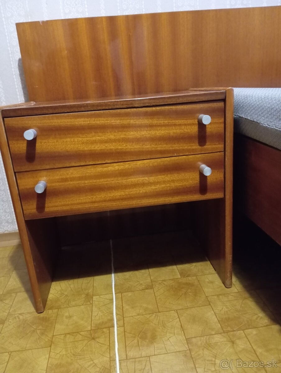 Retro manželská posteľ mahagón - 2