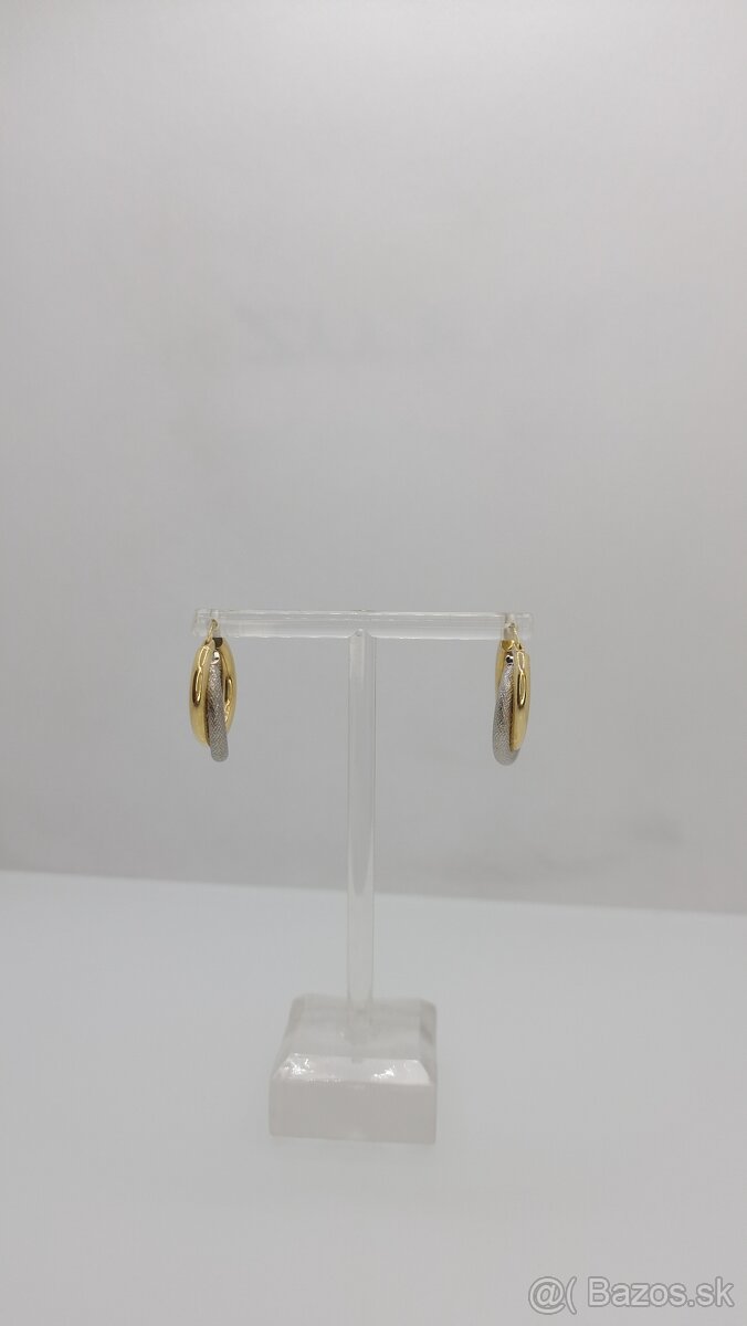 Zlaté náušnice kruhy dvojfarebné - 2