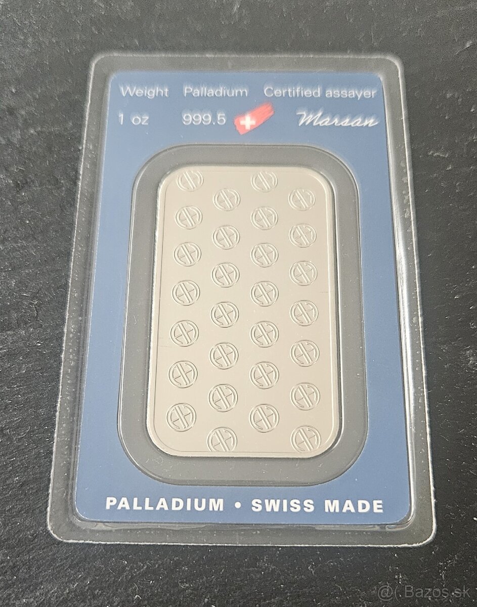 Palladiová tehlicka 1 Oz Argor Heraeus - 2