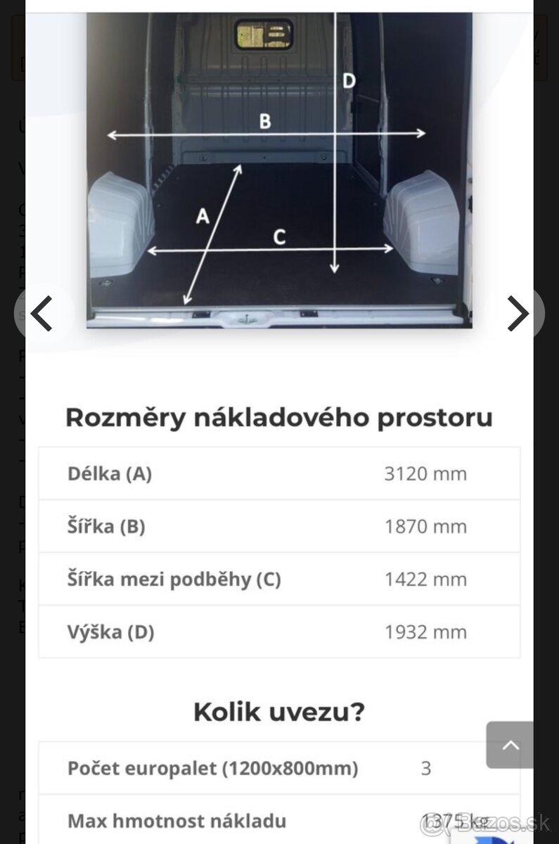 Prenajom dodavky dlhá 3.7m - 2