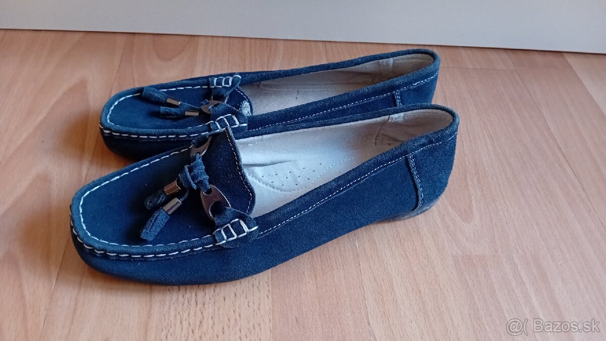 Dámske kožené mokasíny – brúsená koža, veľkosť 6 - 2