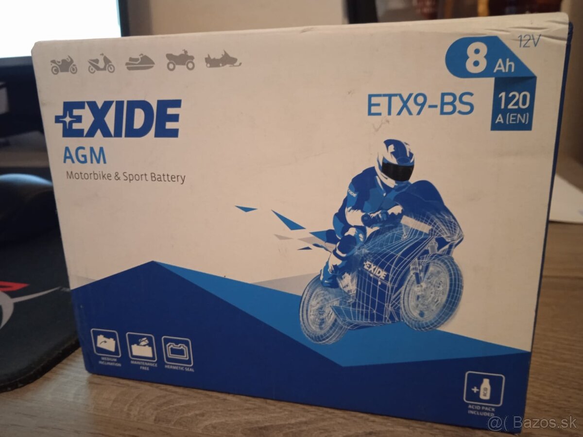 Štartovacia Motobatéria EXIDE 8Ah, 12V, ETX9-BS, AGM - 2