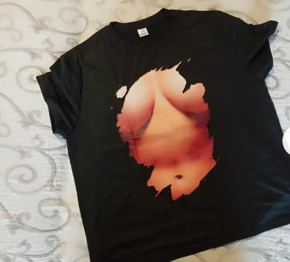 Dámske čierne tričko s abstraktnou potlačou - 2