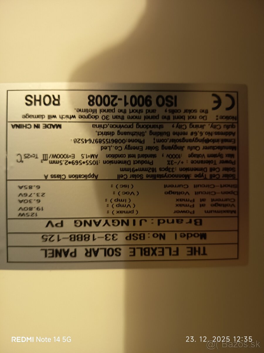 Solárny panel flexibilný 125W - 2