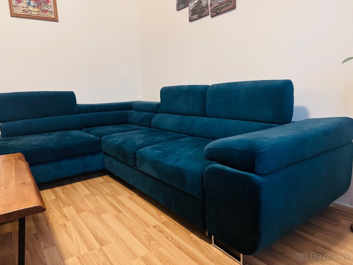 Rozkladací gauč, tyrkysová farba - 2