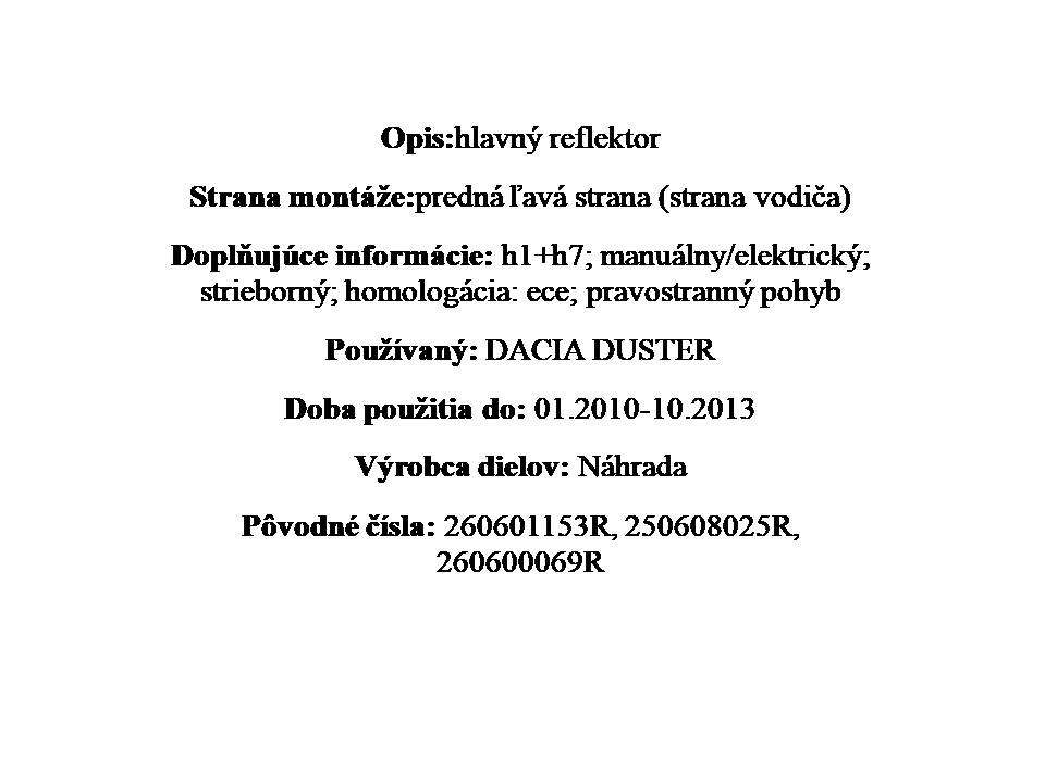 Ľavé predné svetlo - Dacia Duster - 2