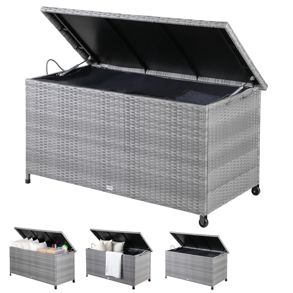 Záhradný úložný ratanový box s kolieskami 4 farby - 2