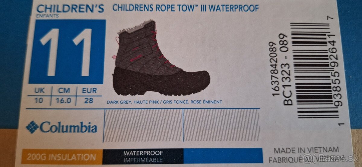 Predam zimne snehule Columbia velkost 28 vnútro 16cm - 2