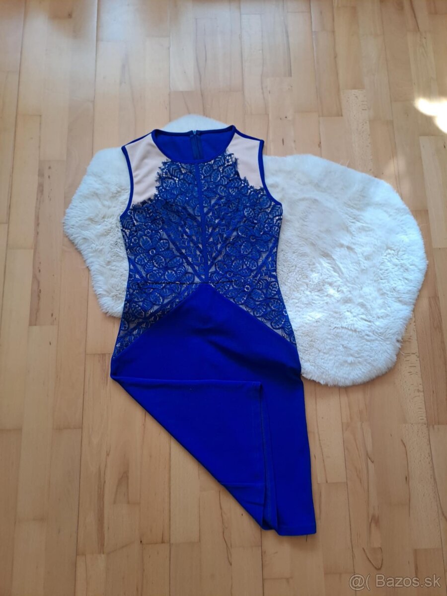 kralovsky modre spoločenske kratke šaty - 2