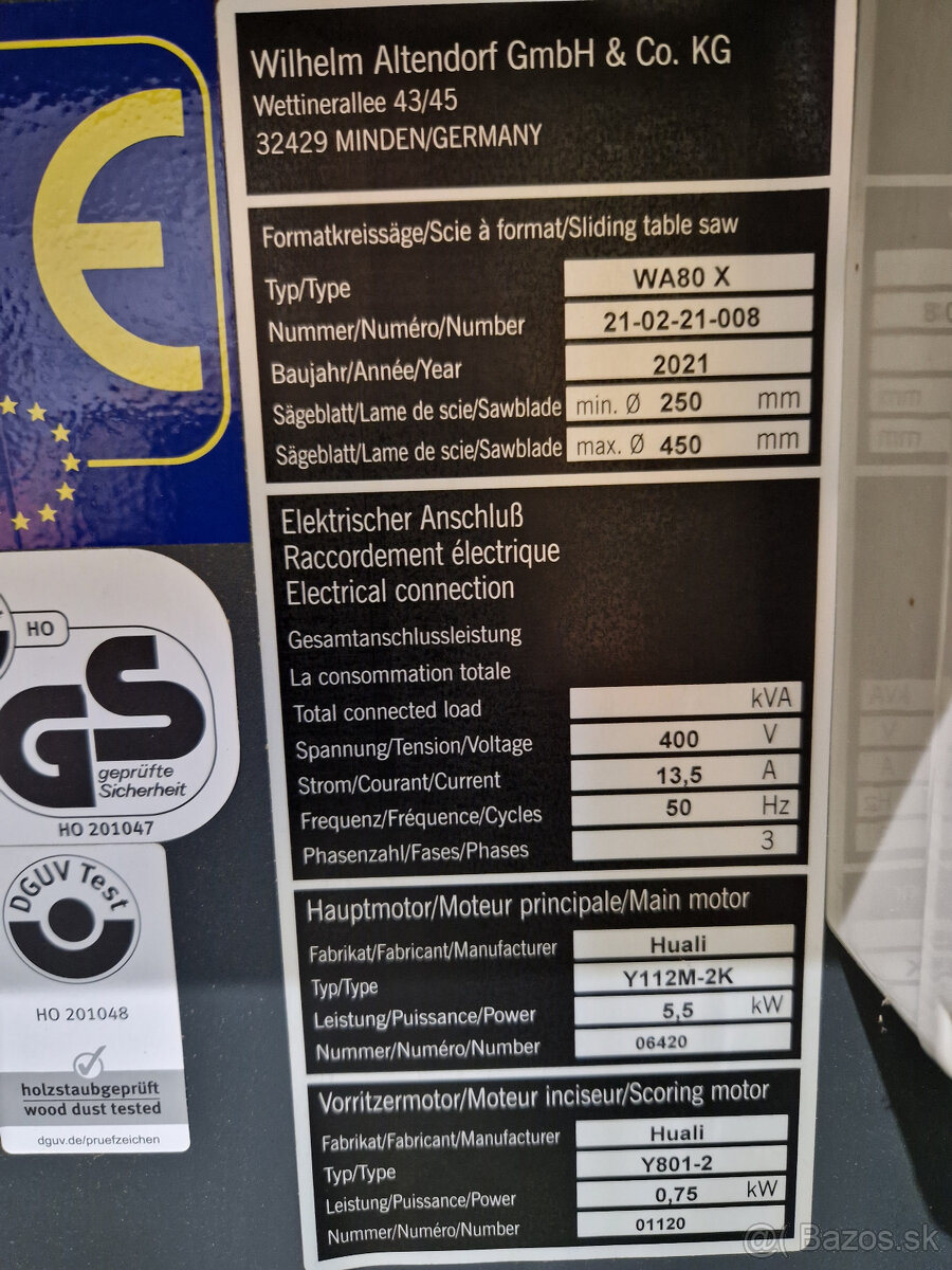 Formátovacia píla ALTENDORF WA 80 X - 2