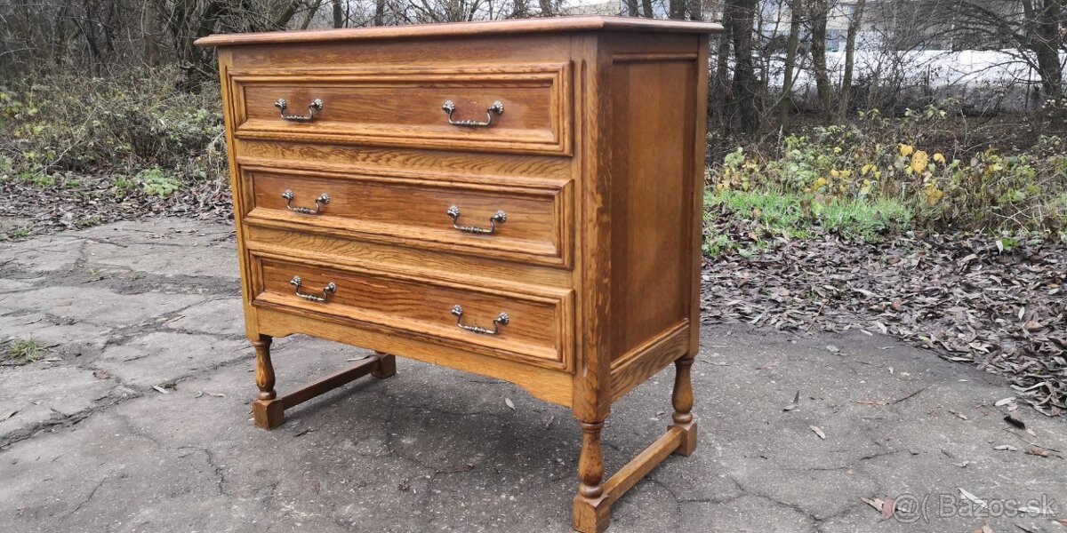 Rustikálna masivná šuplíková komoda - 2