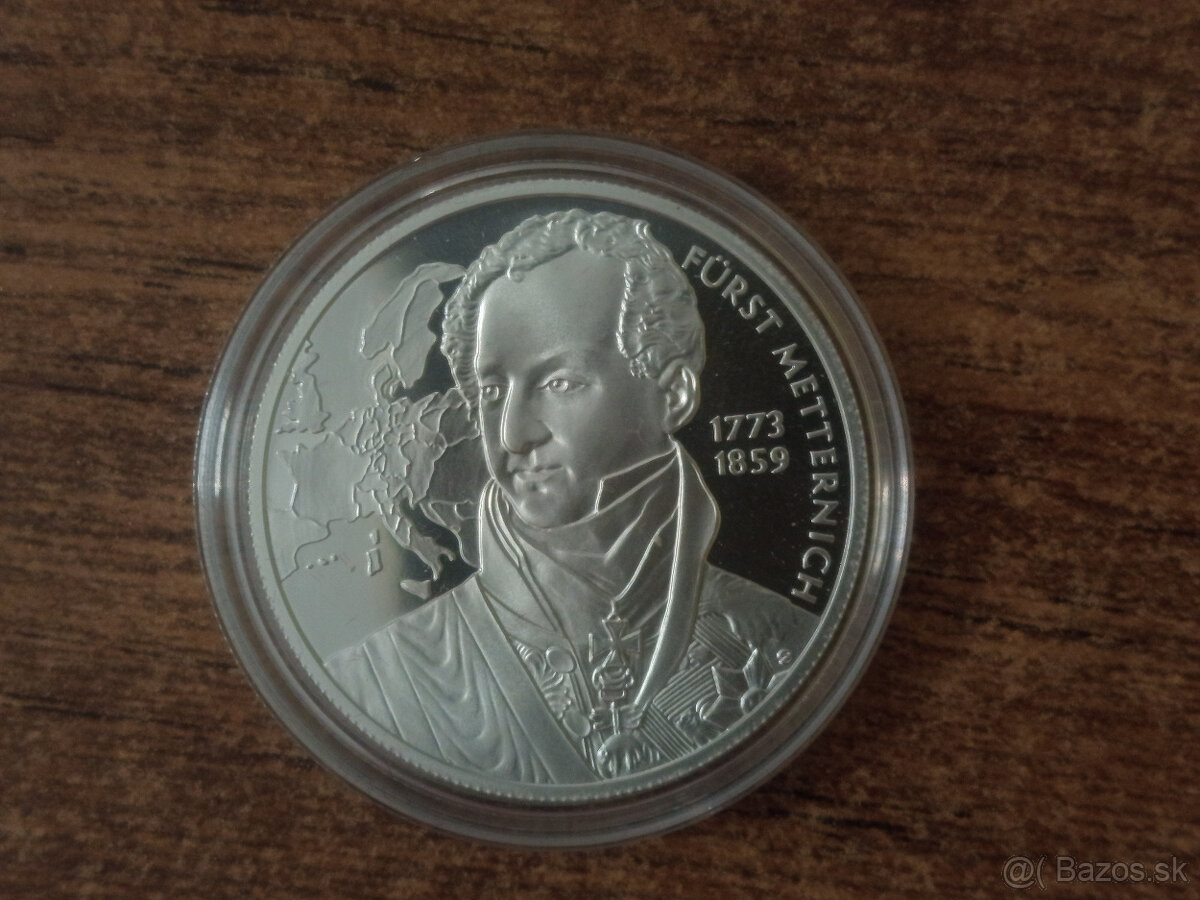 Metternich 2003 20€ PROOF – Investičné striebro Rakúsko - 2