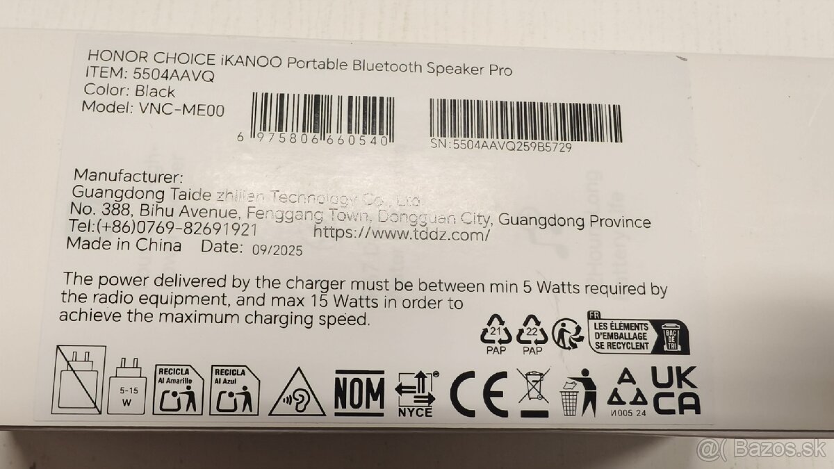 Predám úplne nový bluetooth reproduktor Honor - 2