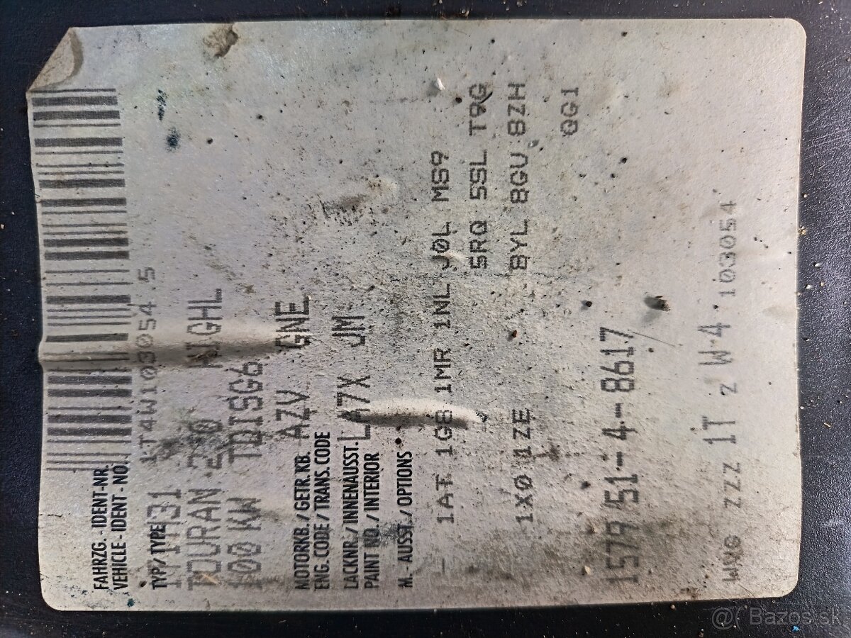 Predam diely z Touran 2,0 tdi 103kw.r.v.2003 - 2