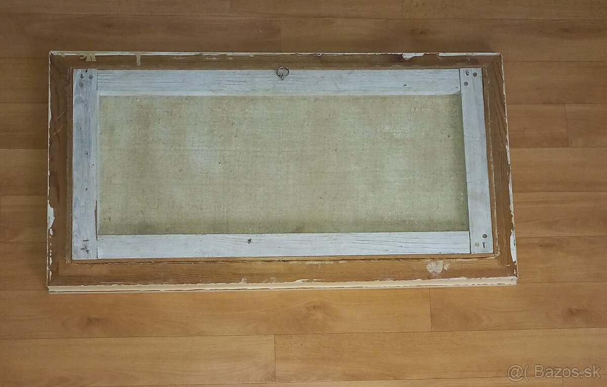 Malovany obraz na platne s drevenym ramom a pozlatenym pasom - 2