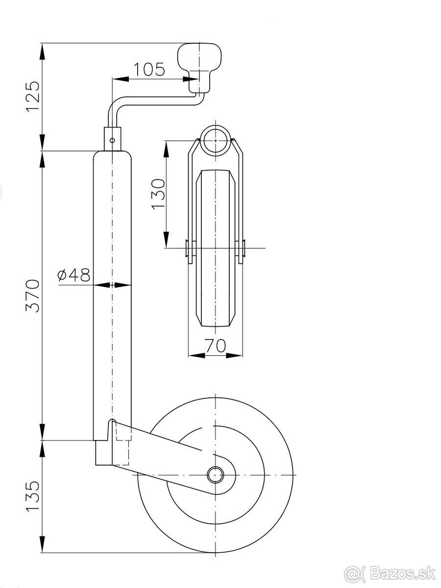 Oporné koliesko na prívesný vozík - 2
