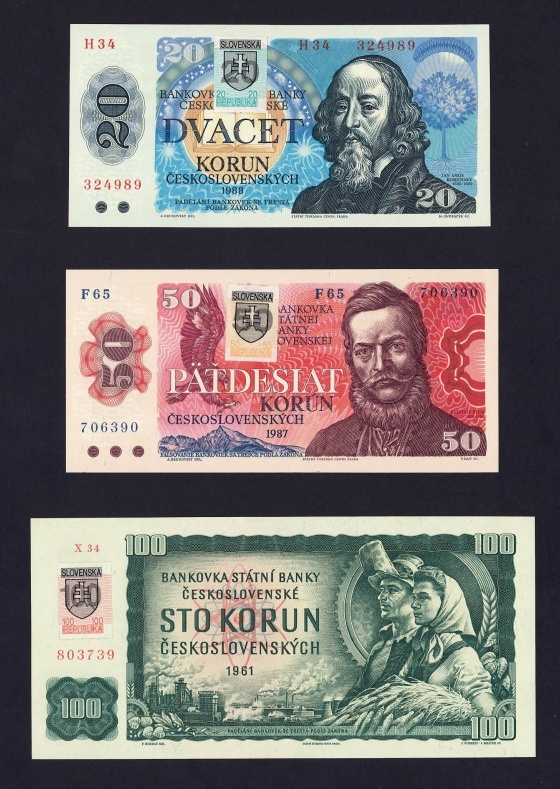 Bankovky - SR a ČR kolkované (1993) - 2