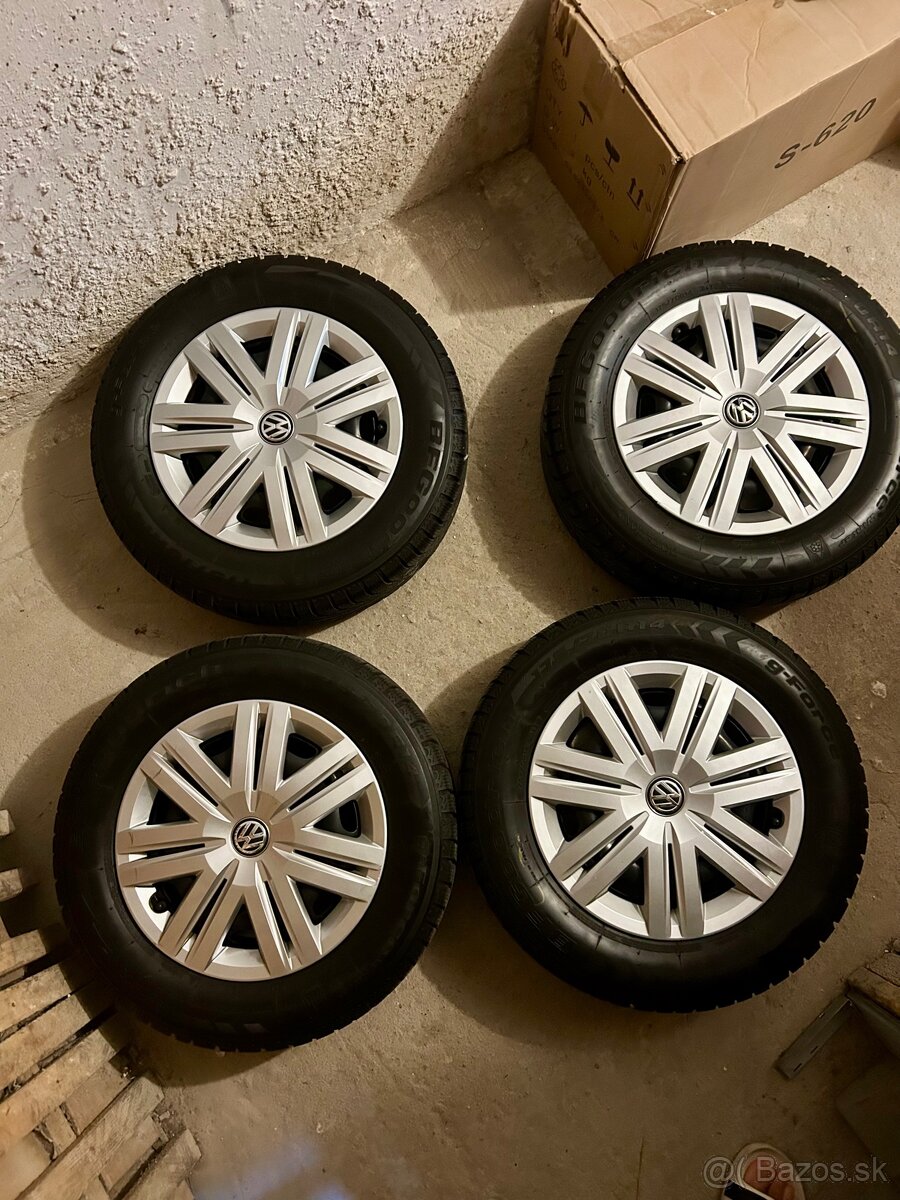 VW originál 5x100r14 disky + zimné pneu. - 2