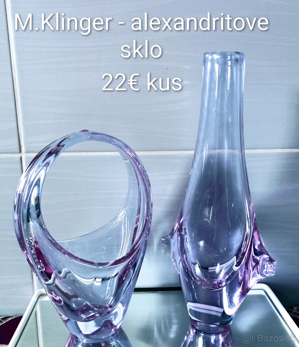 Hutné sklo - váza, košík - 2