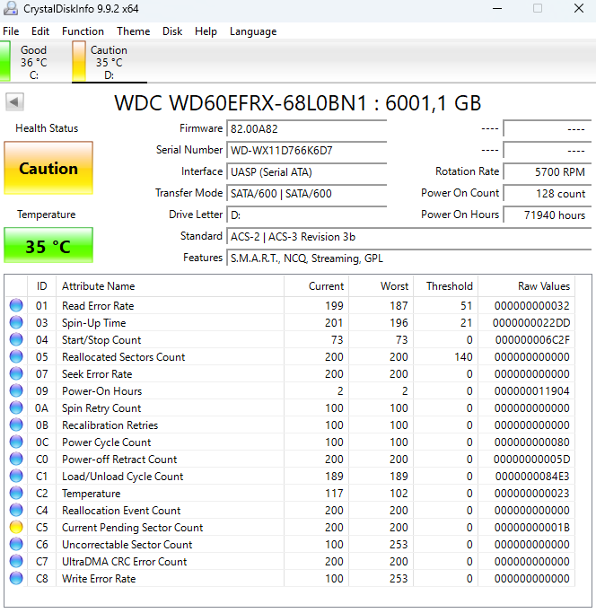 na diely WD RED 6000MB WD60EFRX - 2