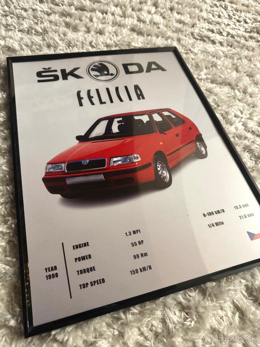 Škoda Felicia OBRAZ A3 s rámom - 2