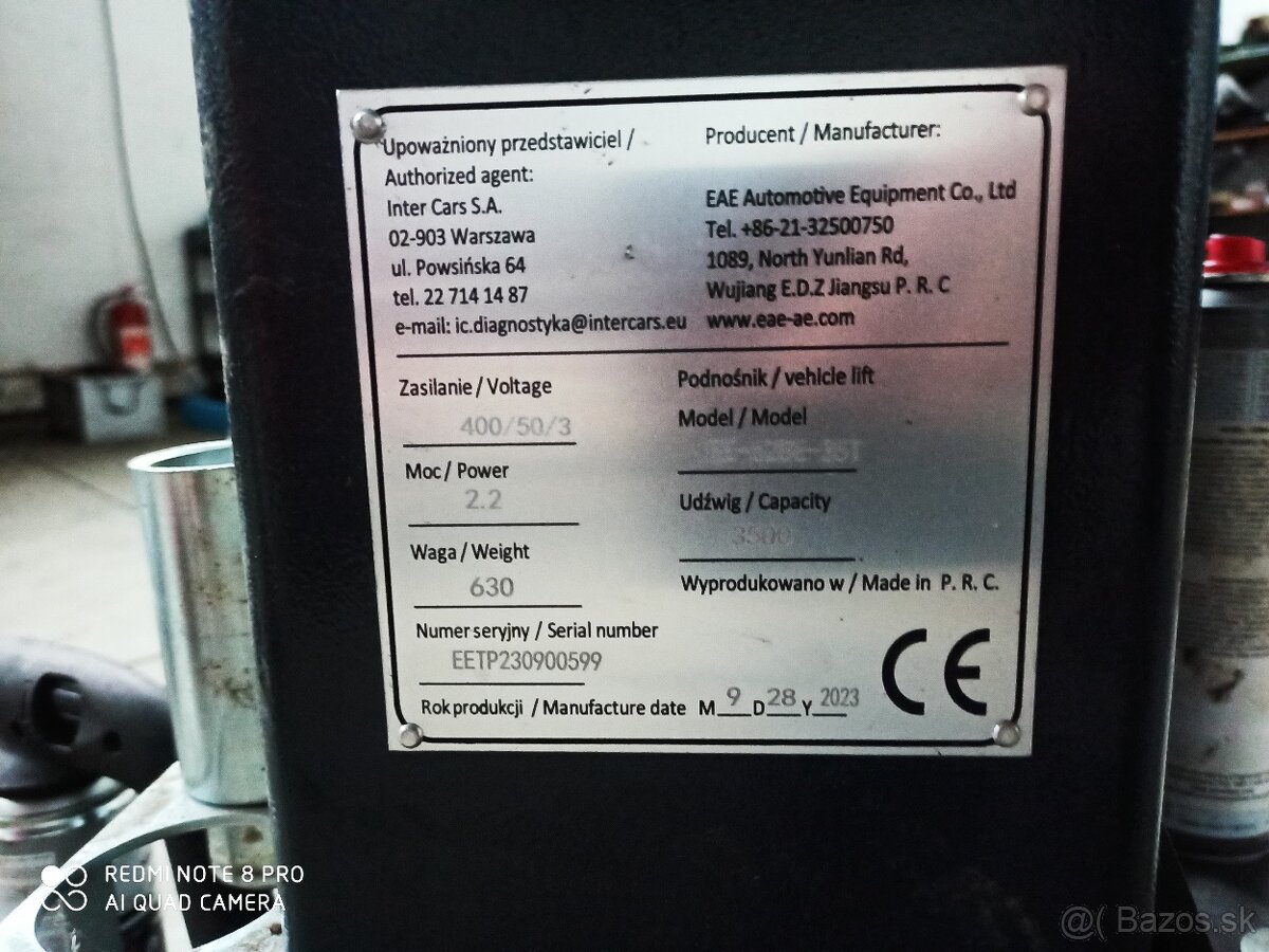 Dvojstlpovy zdvihák 3,5T 380V - 2