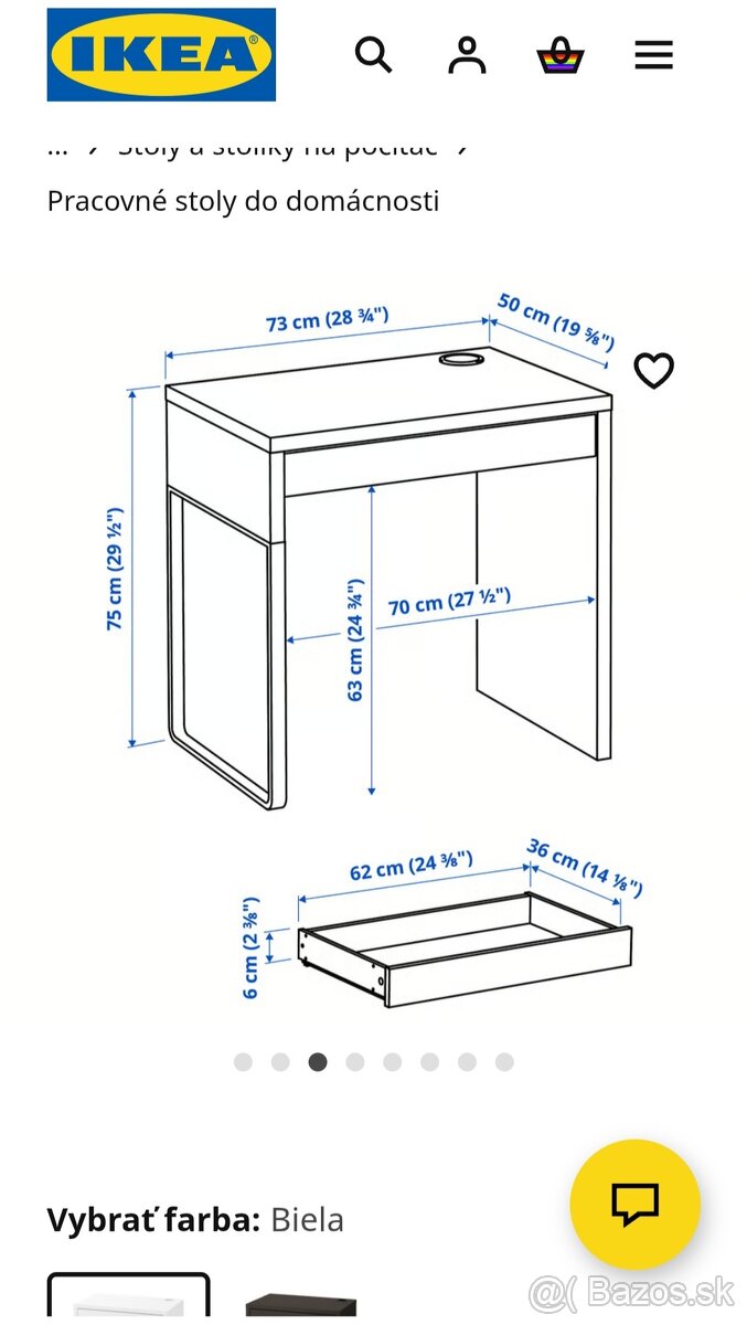 Písací stolík Micke - 73x50x75 - 2