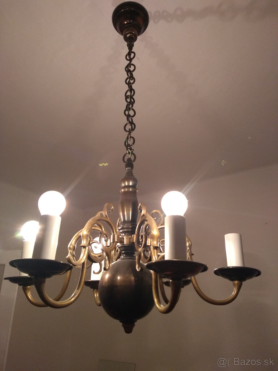 Predám mosadzný luster - 6 ramenný - 2