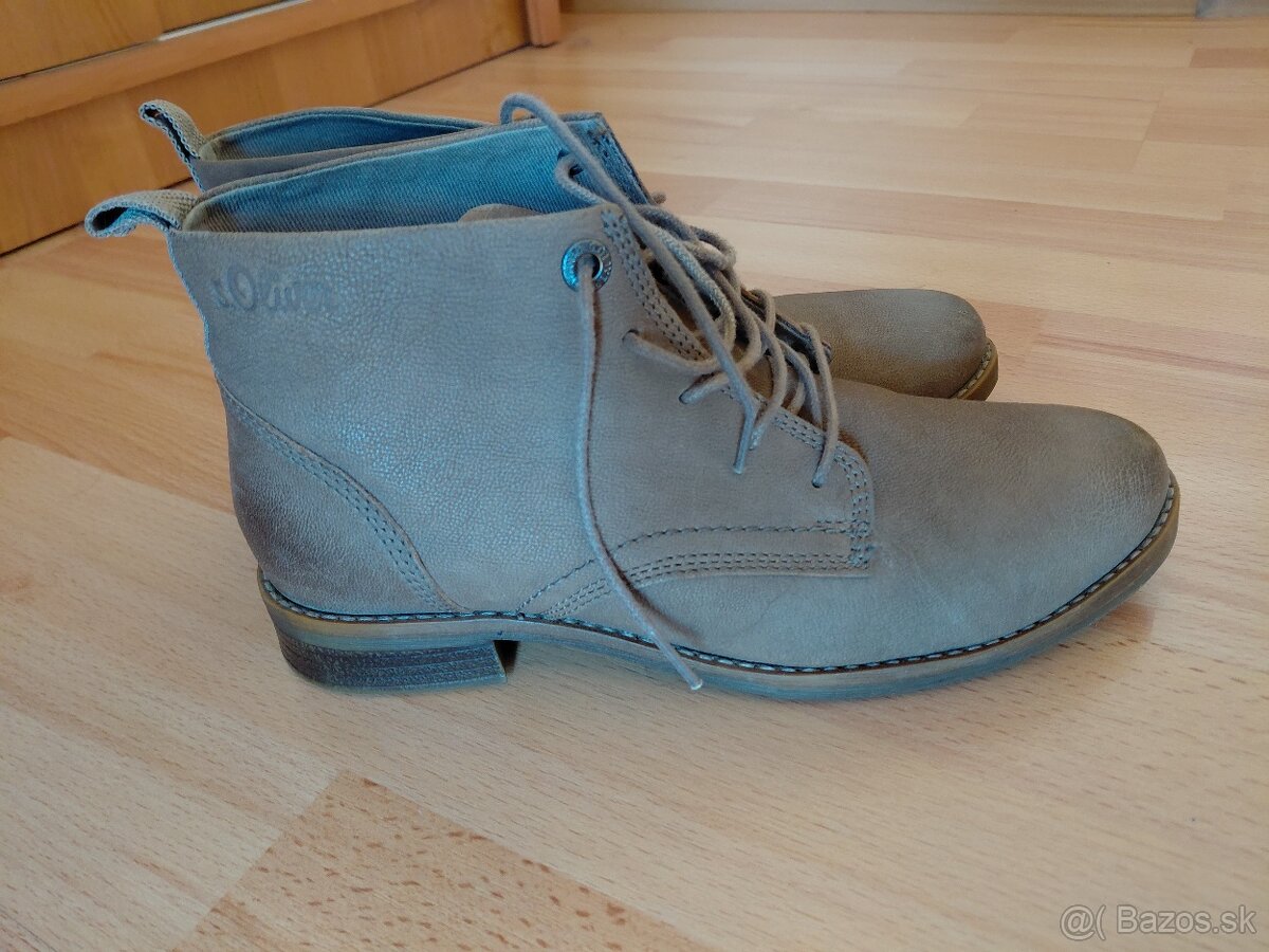 Členkove kožené čižmy hnedej farby S.Oliver - 2