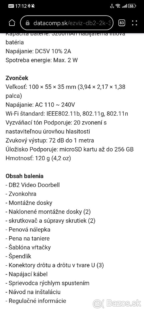 zvonček WiFi kamera 2K - 2