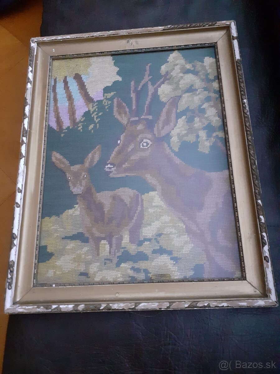 Stará výšivka, vyšívaný obraz - 2