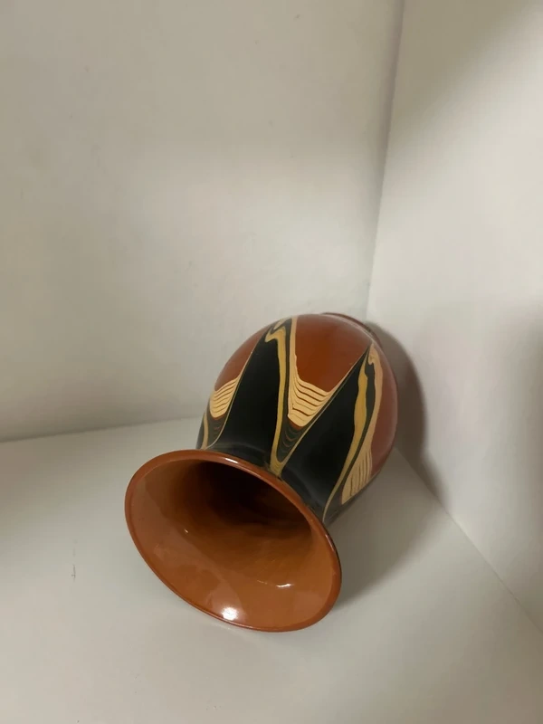 Stará hnedá keramická váza 14cm - 2