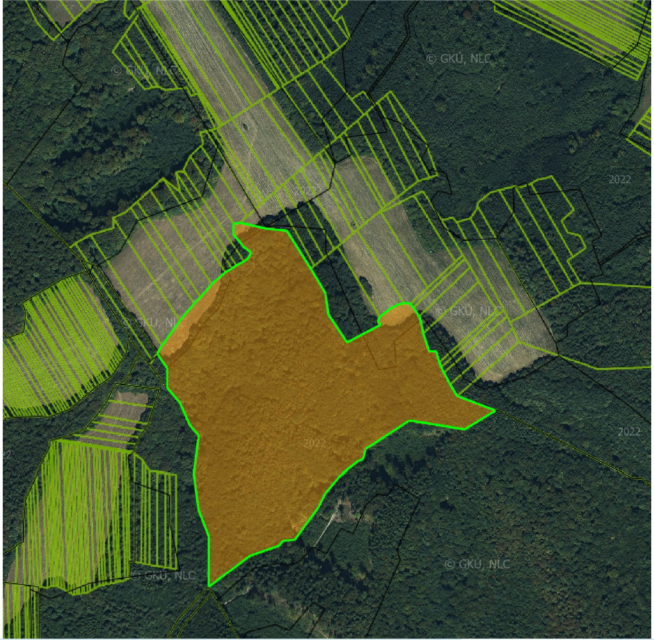 Predám Lesy a TTP v obci V. Hrušov (PARCELA E1153) NOVÁ CENA - 2