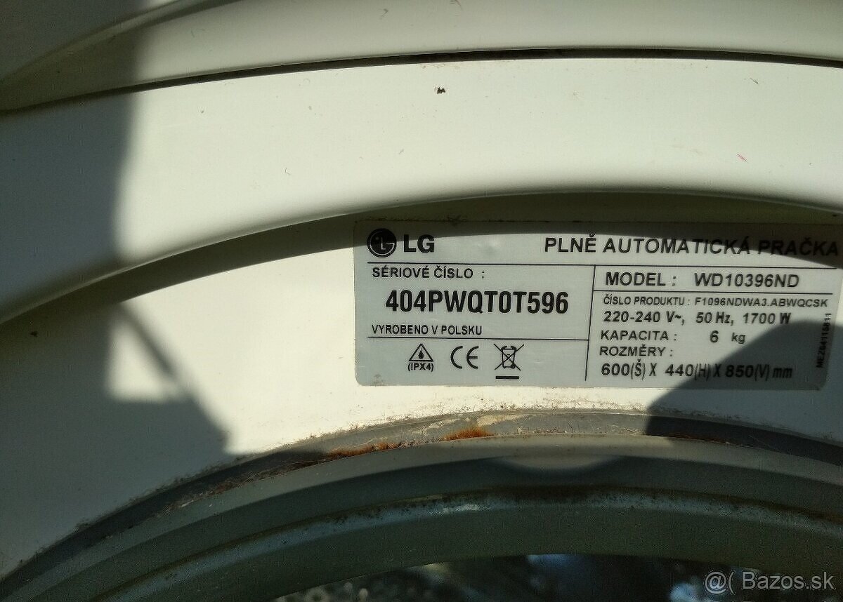 Rozpredam práčku LG WD10396ND - 2