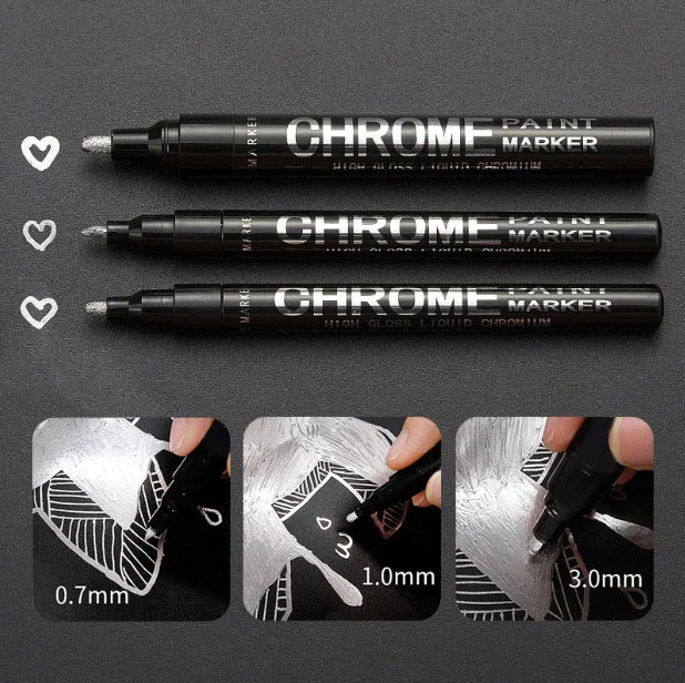 Chrómové fixky strieborné (Chrome Paint Marker - 2