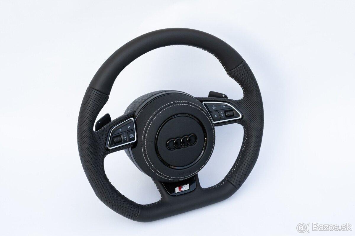 AUDI MULTIFUNKCNY VOLANT S AIRBAGOM A PADLAMI, biela niť - 2