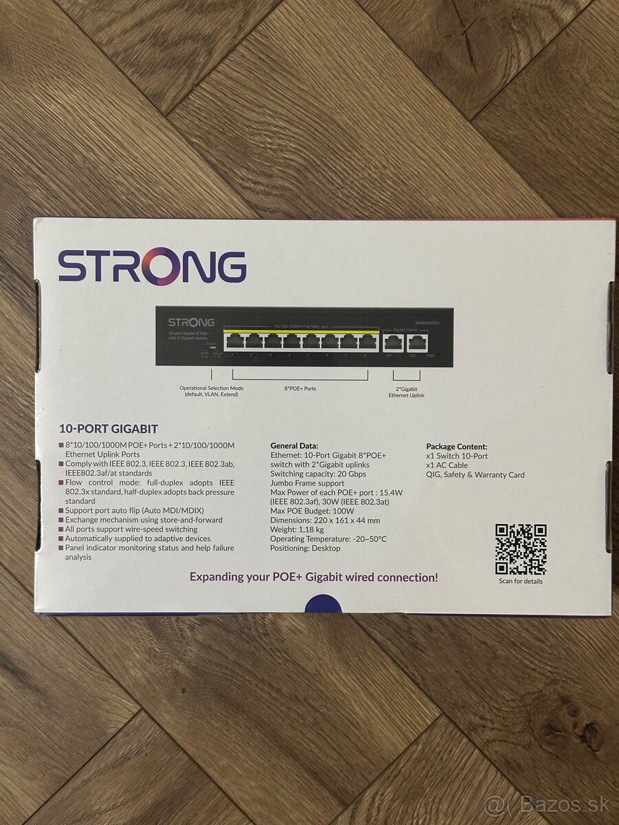 Nerozbalený switch STRONG SW8010POE+ - 2