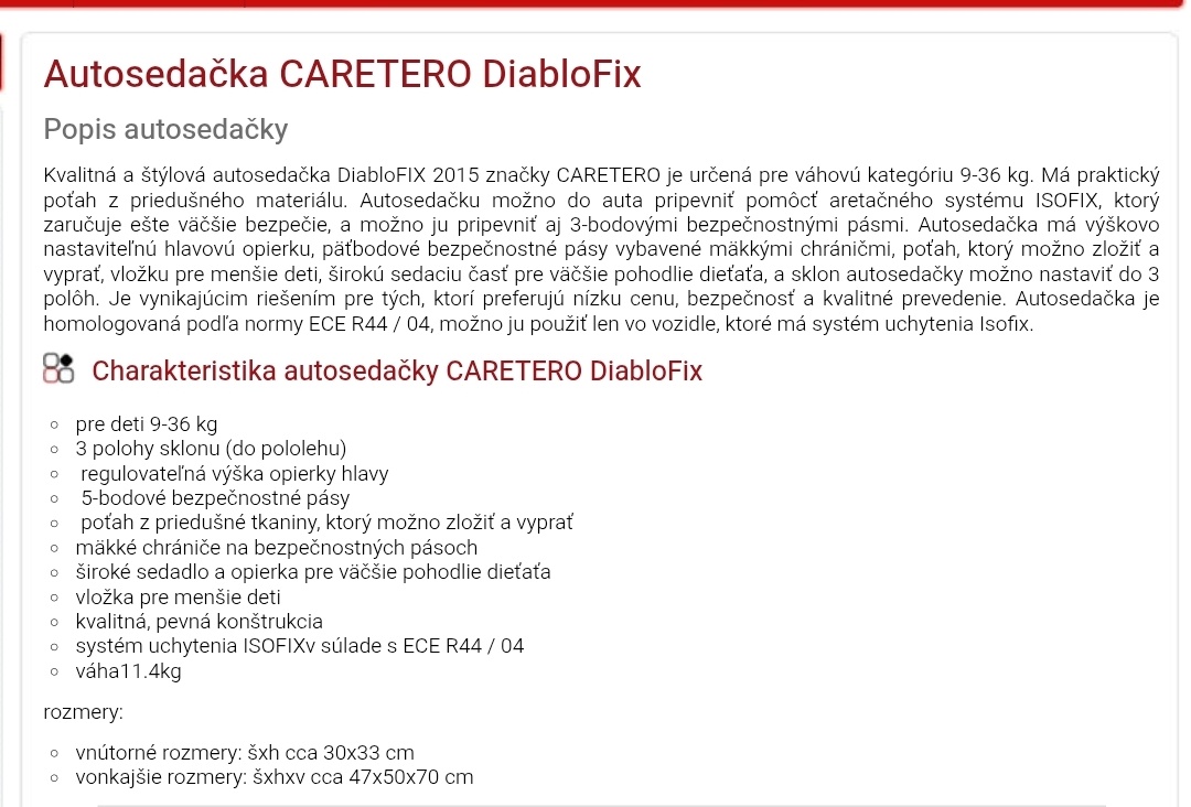caretero autosedačka Diablo fix - 2
