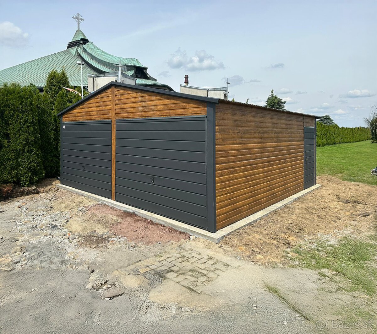 Plechová garáž 6x6m - 2