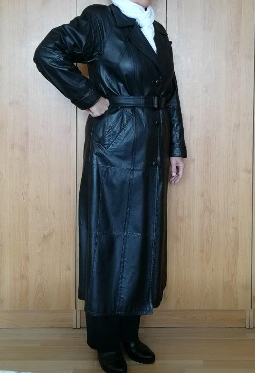 Luxusný kožený kabát v. 42/44 /+ 4 oblečenia zadarmo: modré - 2