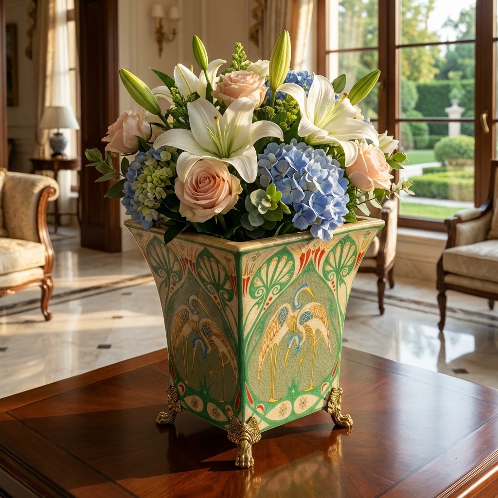 Secesní váza - porcelán + bronz - 2