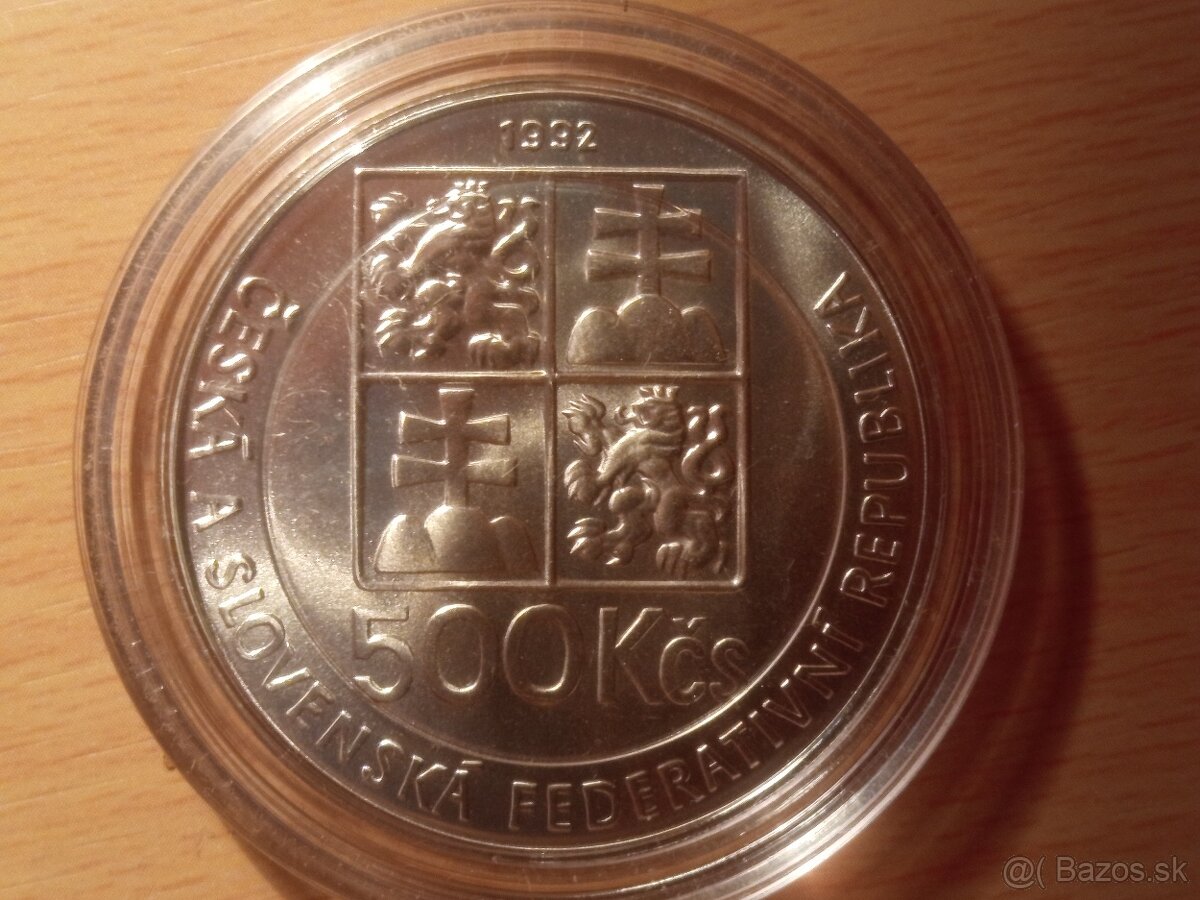 Ján Amos Komenský 500 Kčs 1992 – Investičné striebro - 2