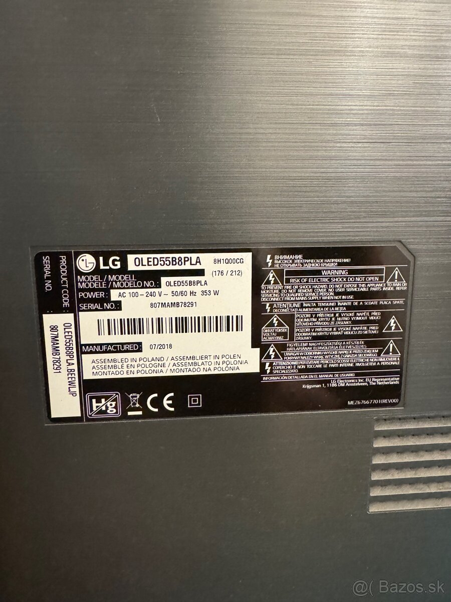 Predám LG OLED55B8PLA – na náhradné diely - 2
